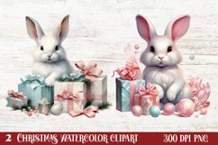 Chirstmas Bunnies Clipart , Chirstmas Bunnies Clipart, Product Image 1