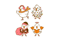 4x Christmas Chickens Ornaments, Studs, Decoration Lasercut Product Image 2