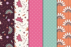 Boho Floral Digital Papers in Summer Tones Clean Design Product Image 2