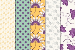 Boho Floral Digital Papers Purple Yellow Mint Product Image 3
