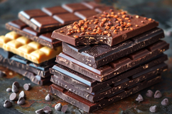 Stacks of different types of chocolate bars Product Image 1