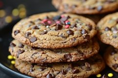 Cookies with chocolate chips Heap on a plate Product Image 1