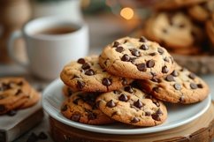 Cookies with chocolate chips Heap on a plate Product Image 1