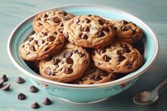 Cookies with chocolate chips Heap on a plate Product Image 1