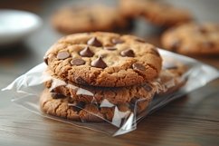 Chocolate chips cookies on baking paper Product Image 1
