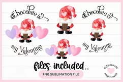 Valentine's Day Chocolate Is My Valentine Gnome Sublimation Product Image 2