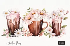 Watercolor Pink Floral Milkshake | Wedding PNG Product Image 1
