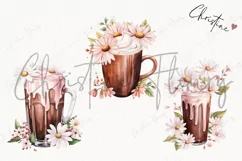 Watercolor Pink Floral Milkshake | Wedding PNG Product Image 3