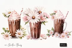 Watercolor Pink Floral Milkshake | Wedding PNG Product Image 1