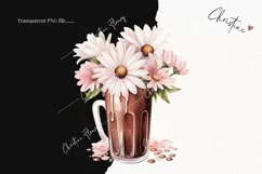 Watercolor Pink Floral Milkshake | Wedding PNG Product Image 2