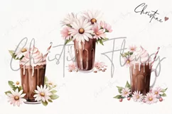 Watercolor Pink Floral Milkshake | Wedding PNG Product Image 3