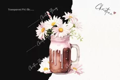 Watercolor Pink Floral Milkshake | Wedding PNG Product Image 2