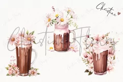 Watercolor Pink Floral Milkshake | Wedding PNG Product Image 3