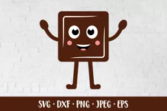 Chocolate SVG. Cute cartoon piece of chocolate character Product Image 1
