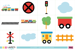 Train engine and wagons PNG illustrations for children’s crafts