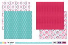 Kawaii Valentine train papers for scrapbooking and card making.