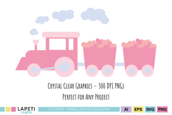 pastel love train digital clipart for creative projects