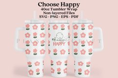 choose happy daisy 40oz quencher tumbler sublimation full wrap SVG high resolution transparent background