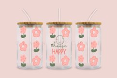 Choose Happy Daisy spring flower libbey beer can glass full wrap svg presized template for 16oz and 20oz glass for Cricut Silhouette and sublimation