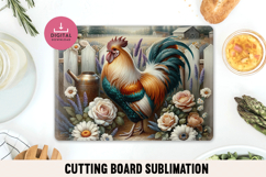 Farmhouse Rooster Cutting Board Sublimation PNG Product Image 1
