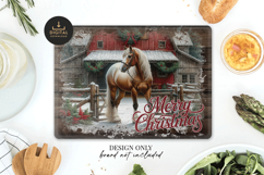 Christmas Horse Farm Cutting Board Sublimation Design Product Image 1