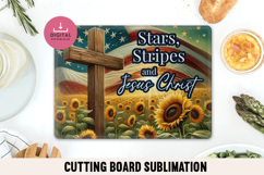 Stars Stripes and Jesus Christ Cutting Board PNG Product Image 1