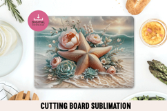 Starfish Cutting Board PNG, Coastal Beach Kitchen Sublimatio Product Image 1