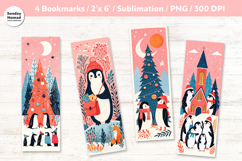 Christmas Penguin Bookmarks 2, Printable Crafts, 4 PNG Product Image 1