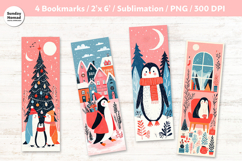Christmas Penguin Bookmarks 4, Printable Crafts, 4 PNG Product Image 1