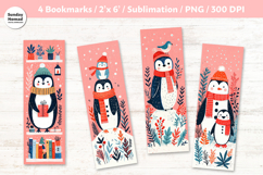Christmas Penguin Bookmarks 8, Printable Crafts, 4 PNG Product Image 1