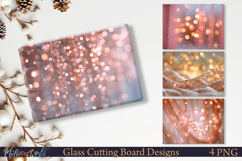 Winter Cutting Board Design Rose Gold Bokeh Glow PNG Product Image 1
