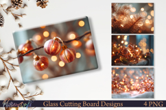 Winter Cutting Board Design Copper Christmas Lights PNG Product Image 1