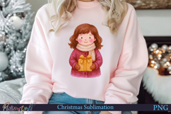 Christmas Sublimation | Mulberry Pie Color| girl with gift Product Image 1
