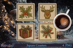 Christmas Square Coasters | Retro designs | Holiday Product Image 1