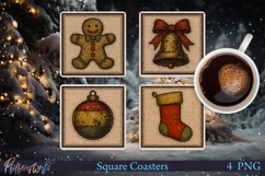Christmas Square Coasters | Retro designs | Gingerbread man Product Image 1