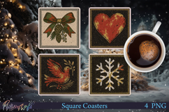 Christmas Square Coasters | Retro designs | Snowy Winter Product Image 1