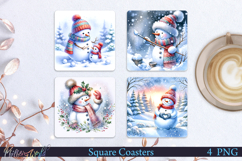 Winter Square Coasters | Snowman| Snowy days Product Image 1