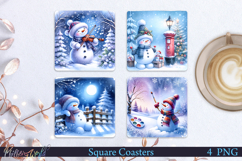 Winter Square Coasters | Snowman| Violin Product Image 1