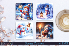 Winter Square Coasters | Snowman| Magical Light Product Image 1