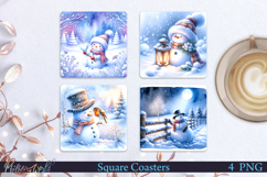 Winter Square Coasters | Snowman| Cardinal Bird Product Image 1