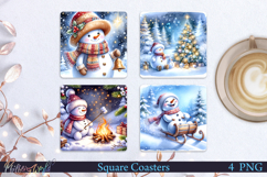 Winter Square Coasters | Snowman | Christmas Tree Product Image 1