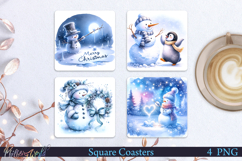 Winter Square Coasters | Snowman| Merry Christmas Product Image 1