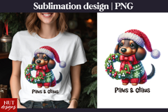 Crochet Christmas tshirt Christmas Dog Paws &amp; Claus PNG Product Image 1