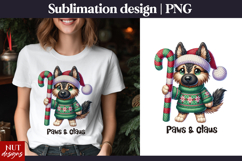 Crochet Christmas tshirt Dog Paws &amp; Claus German Shepard Product Image 1