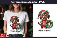 Crochet Christmas tshirt Knitted Christmas Dachshund Dog PNG Product Image 1
