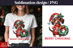 Merry Christmas tshirt Crochet Christmas Dog Dachshund Product Image 1