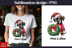 Crochet Christmas tshirt Knitted Christmas Boxer Dog PNG Product Image 1