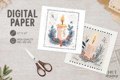 Christmas Candle Digital Paper | Winter Holiday Journal junk Product Image 1