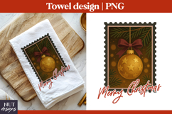 Christmas towel Vintage postage stamp Christmas Ornament Product Image 1