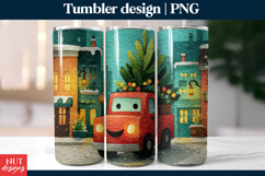 Christmas tumbler 20oz, Cartoon Red Truck Tumbler PNG Product Image 1